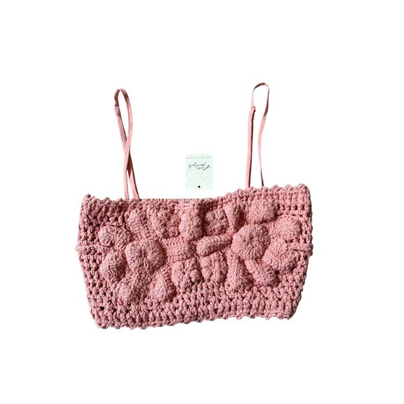 Free People Tops - NWT Free People Mauve Crop Top Woven Size S Crochet Summer Tank Top Retails $100